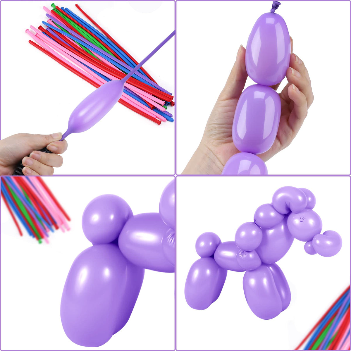 ouyili 100Pcs 260 Balloons Latex with 1 Hand Balloon Pump Kit, Professional Premium Quality