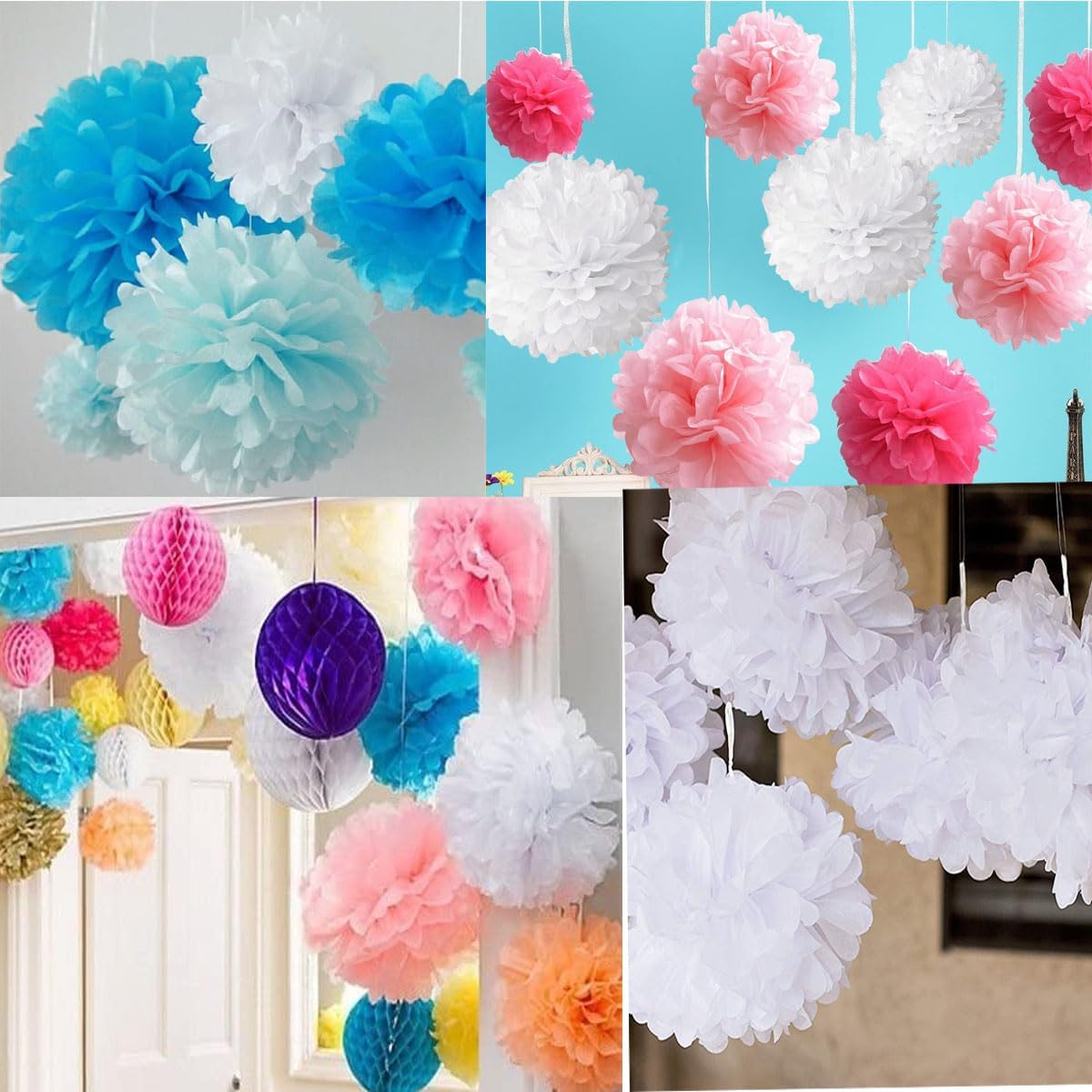 10pcs 8in 10in Cream/Beige Paper Pom Poms Tissue Paper Flower Hanging Paper Flower Balls Wedding