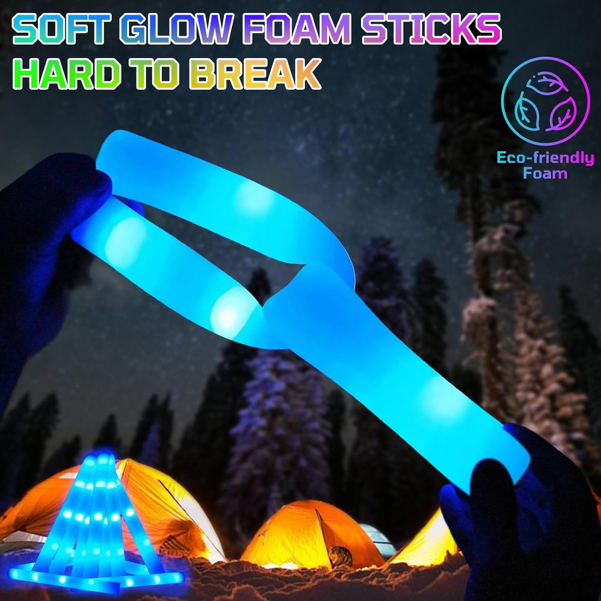 Foam Glow Sticks Bulk, 30 PCS Blue Light Up Foam Sticks 3 Modes, Glow Party Supplies for