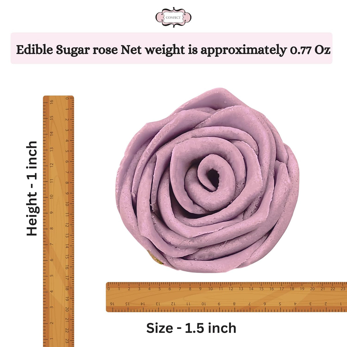 Confect Edible Lavender Rose Toppers – 12-Pack Lilac Roses for Cake & Cupcake Decorating– Stunning