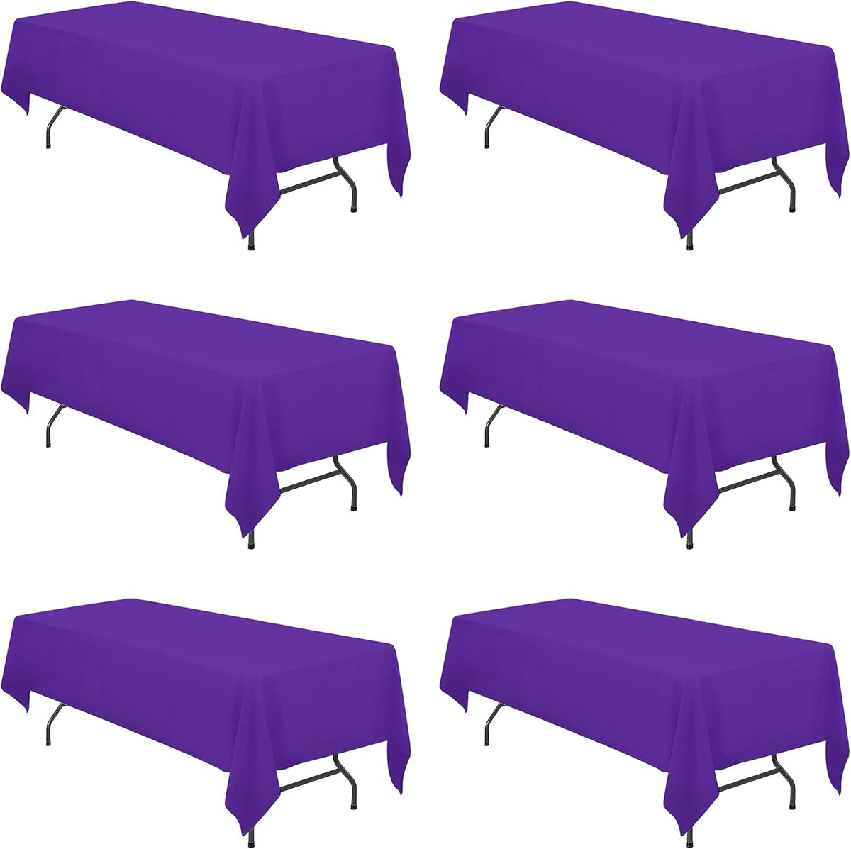 BRILLMAX 6 Pack Purple Tablecloths for 8 Foot Rectangle Tables 60 x 126 Inch - 8ft Rectangular Bulk