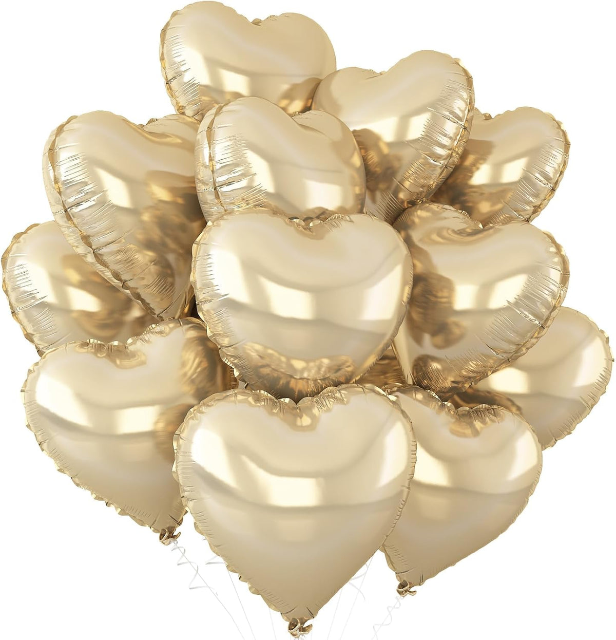 Champagne Gold Heart Balloons,12Pcs Light Gold Heart Shaped Foil Balloons,18Inch Helium Polyester
