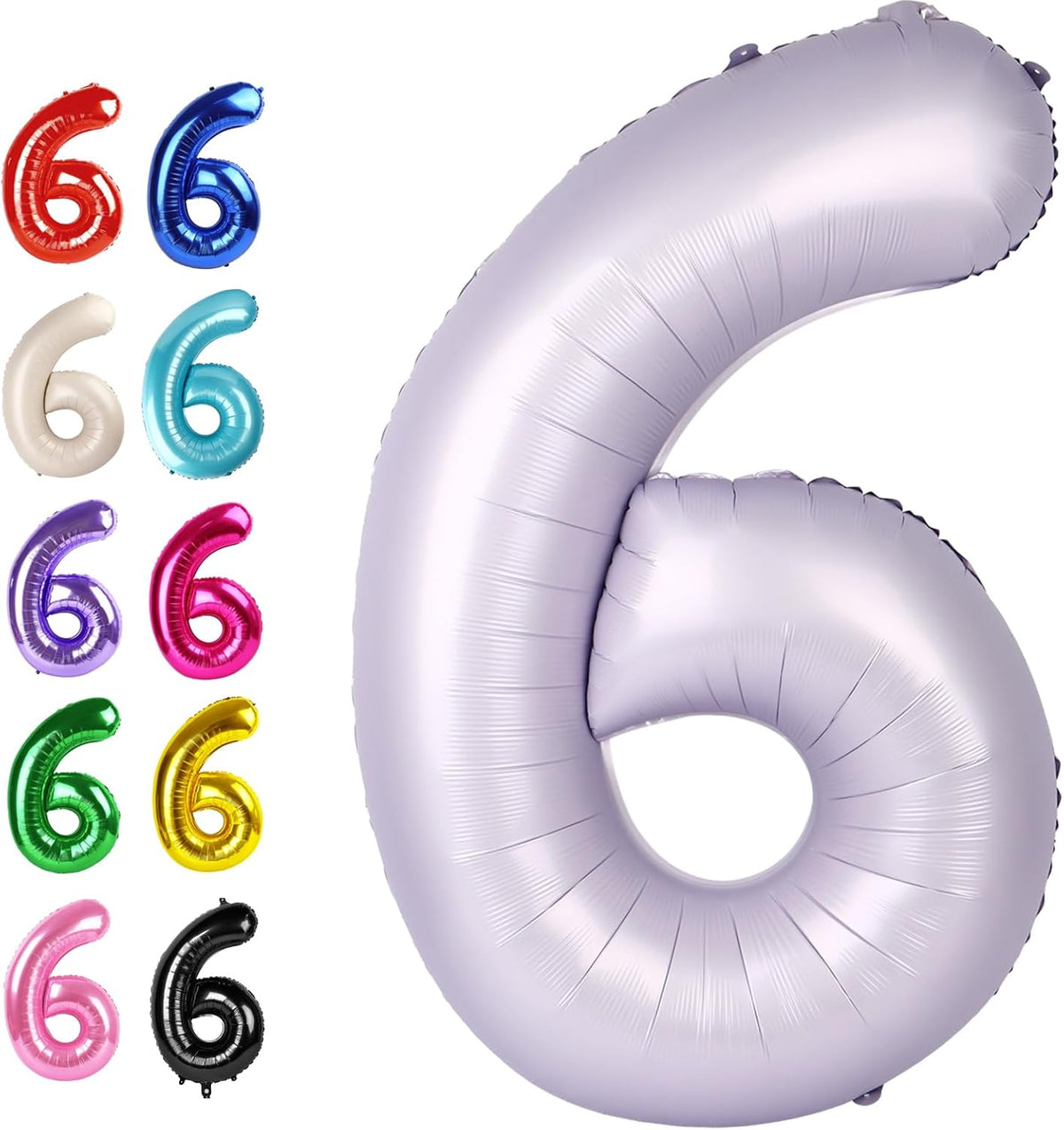 Lavender 40 Inch Mylar Foil Number 6 Balloon, Birthday Digital Balloons for 6 16 Boy Girl Party