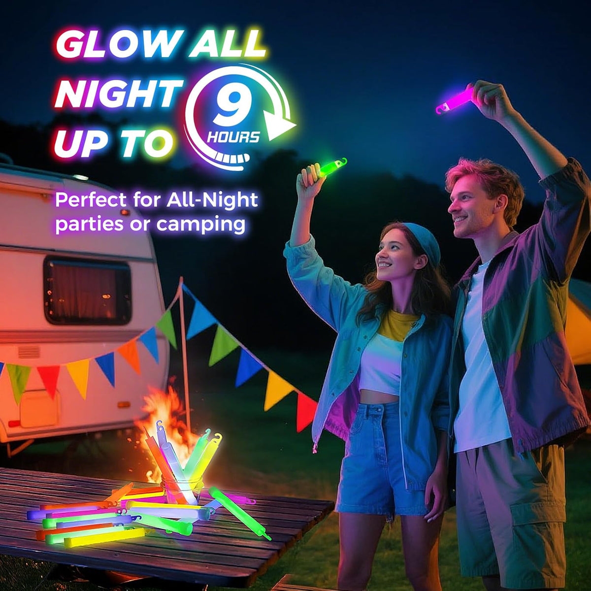 105 Pcs Glow Sticks - 4 inch Glow In the Dark Sticks Halloween Party Favors, Waterproof Glow Sticks