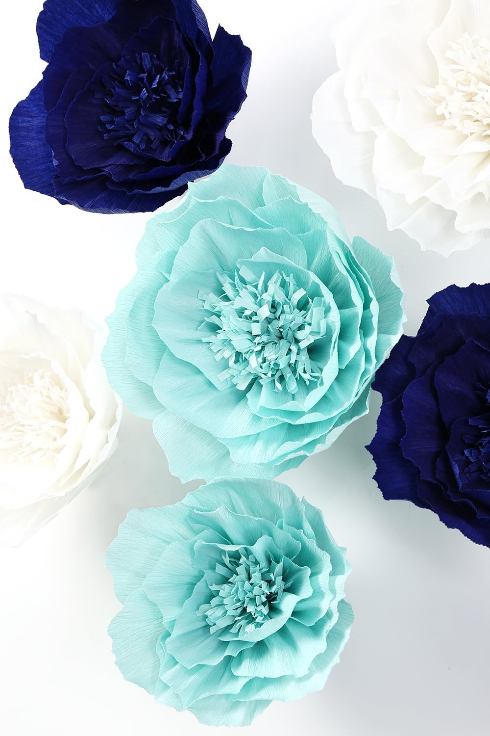 Paper Flower Decorations for Wall, Navy Blue Wedding Backdrop, Baby Boy Nursery Wall Decor, Bridal