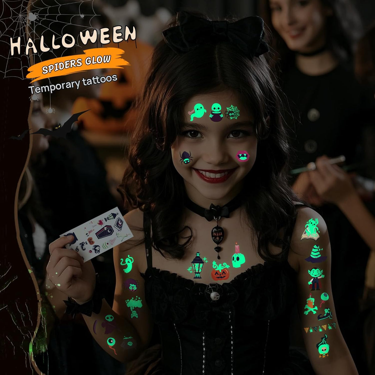 Halloween Luminous Temporary Tattoo for Kids - 250+ Horror Glow Halloween Party Supplies for Boys