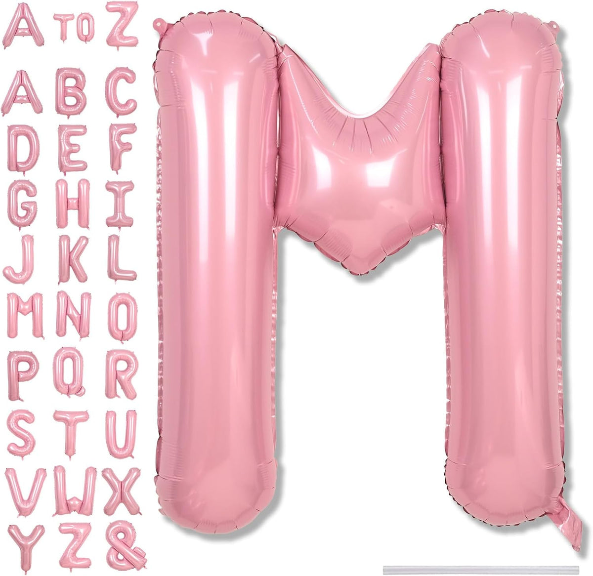 40 Inch Pastel Pink Letter Balloon, Giant Alphabet M Foil Balloons Baby Pink, Self Inflating