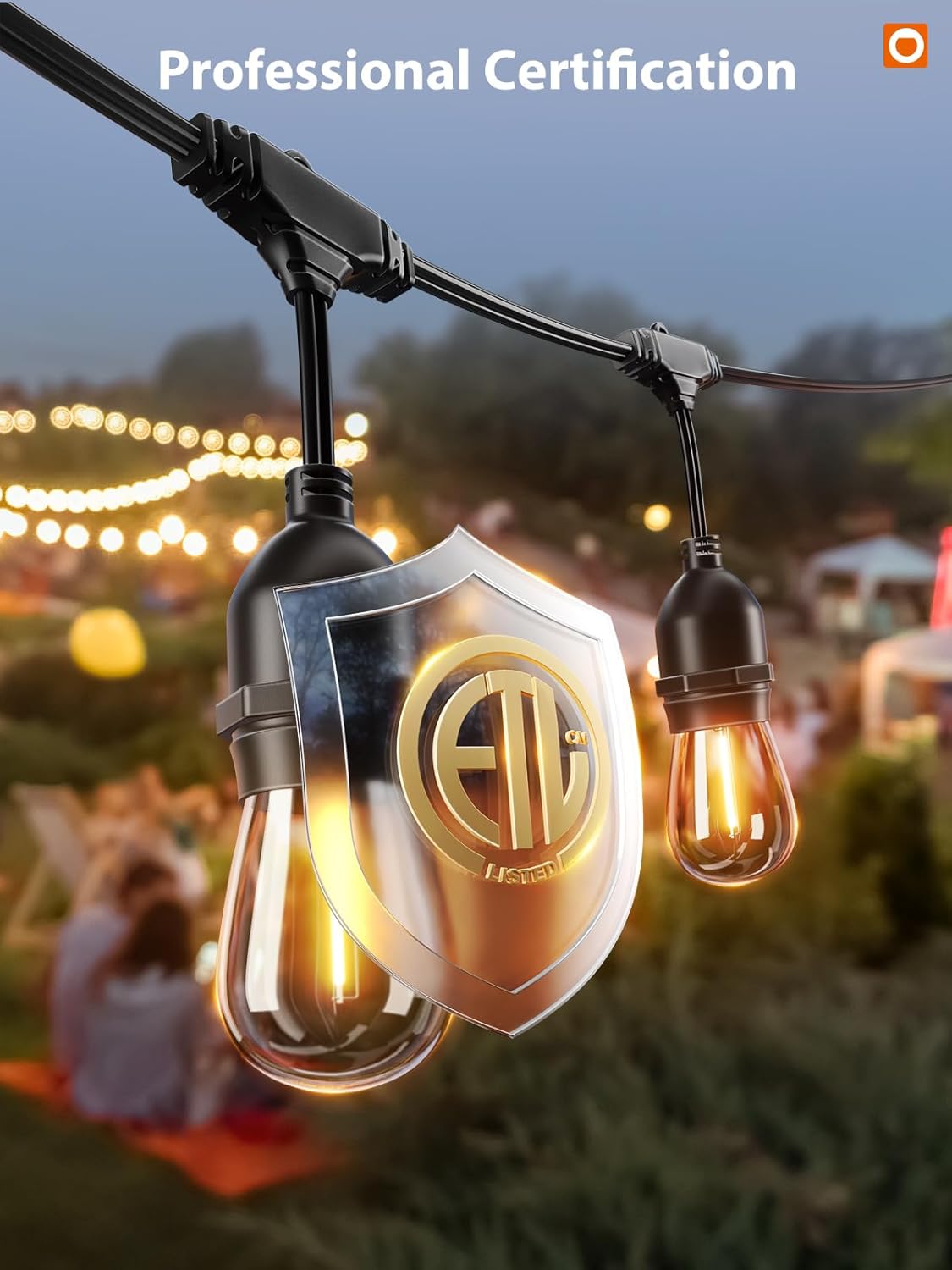 addlon LED Outdoor String Lights 48FT with Edison Vintage Shatterproof Bulbs and Commercial Grade