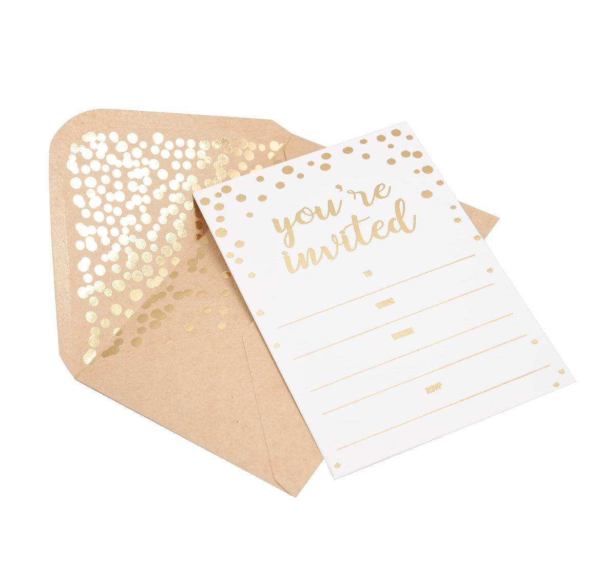 50 Pack Invitation Card - Elegant Greeting Cards ‘’You are Invited’’ in Gold Foil Letters – for
