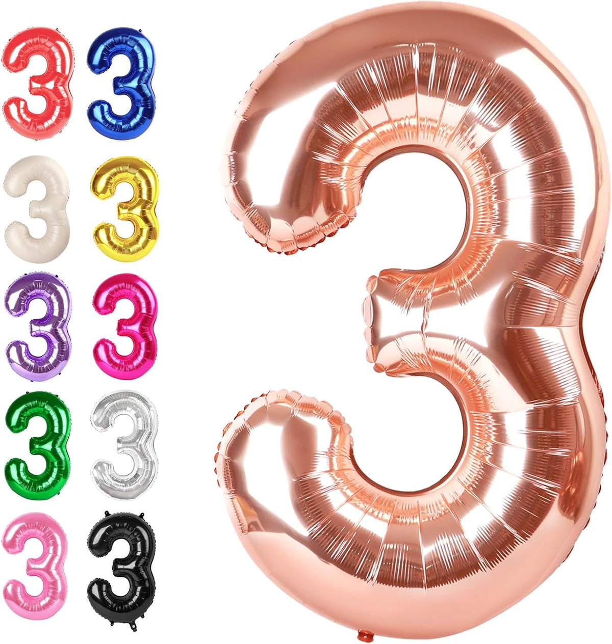 Large 40 Inch Rose Gold 3 Number Balloon, 3 13 23 30 33 36 38 Rose Gold Birthday Party Decorations
