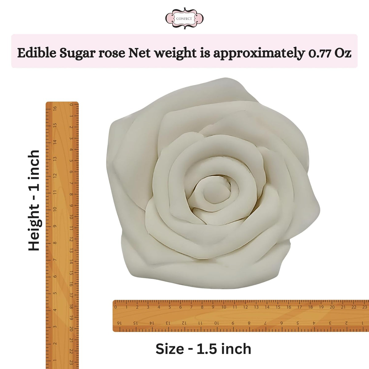 Confect Edible Rose Toppers – Edible Roses for Cake, Cupcake & Doughnut Decorating – Elegant Ombre