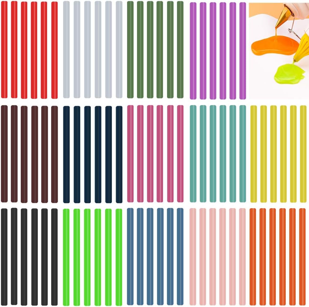 Ewparts Opaque Colored Hot Glue Sticks for Hot Glue Gun Mini Hot Melt Glue Sticks Bulk 14 Color