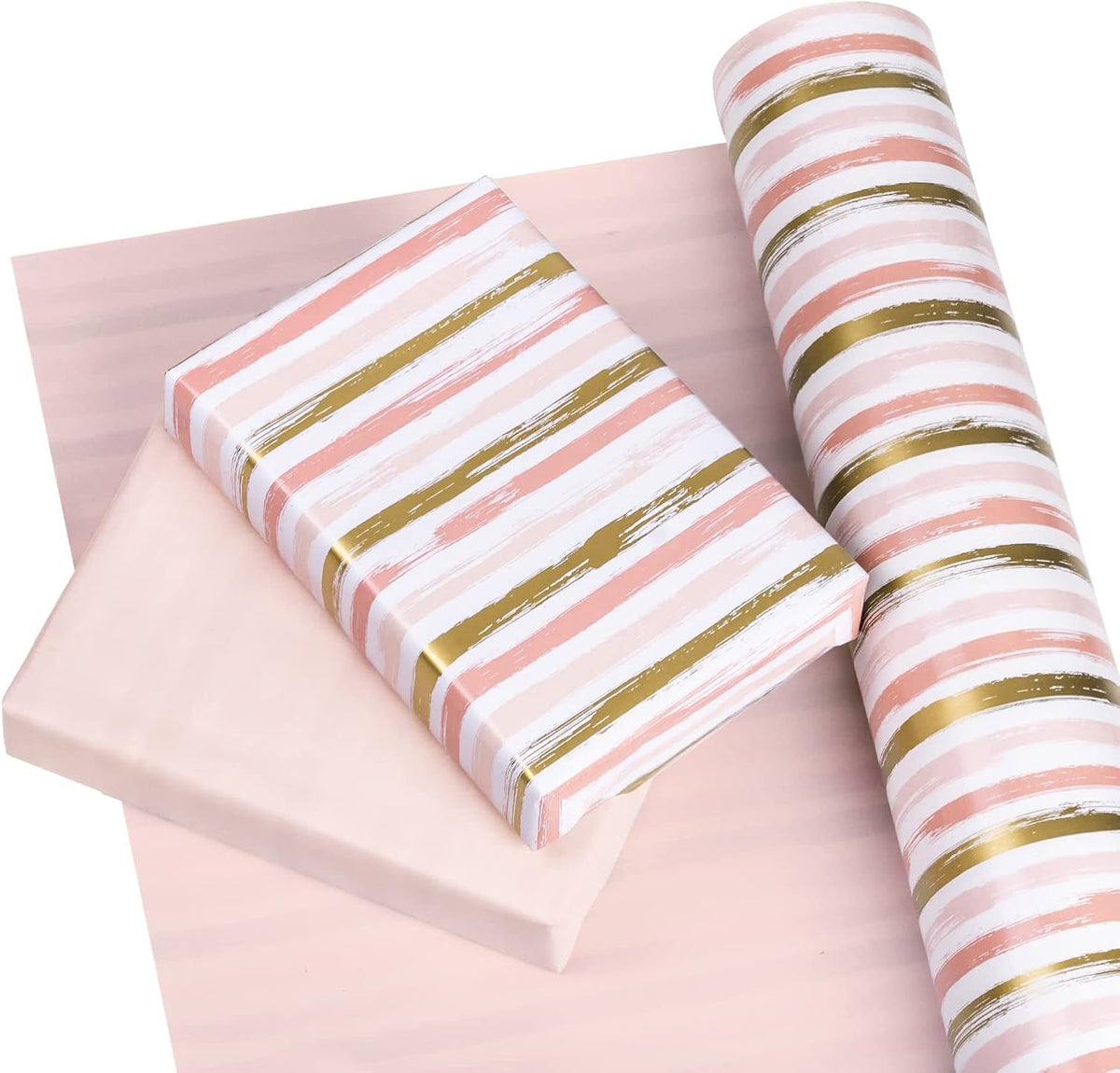 WRAPAHOLIC 30 Inch Reversible Wrapping Paper Roll - 30 Inch X 100 Feet Jumbo Roll Pink and Gold
