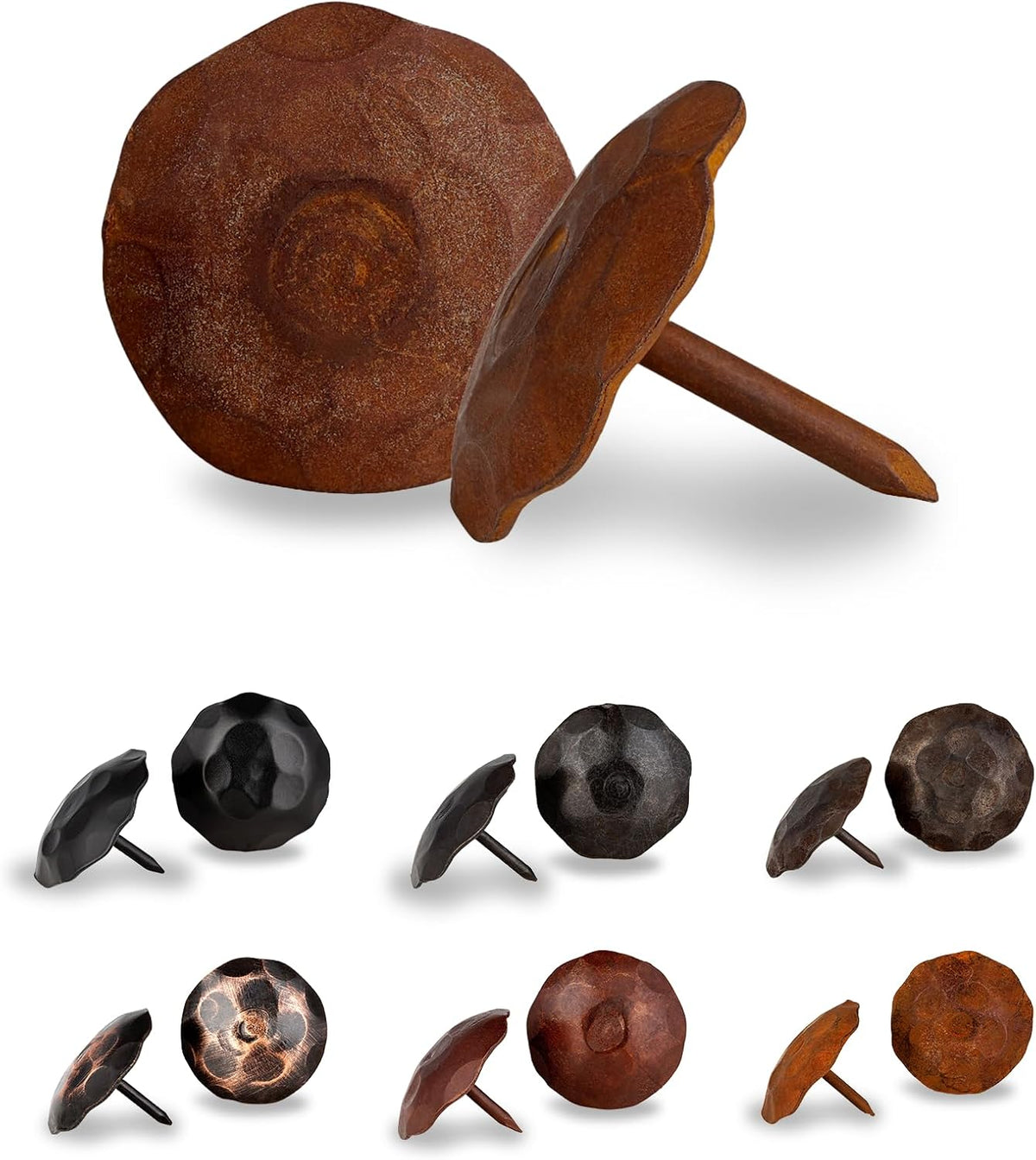 10 Pack 1" Small Round Head Iron Clavos Decorative Nails – Rusted – Handmade Rustic Round Fasteners