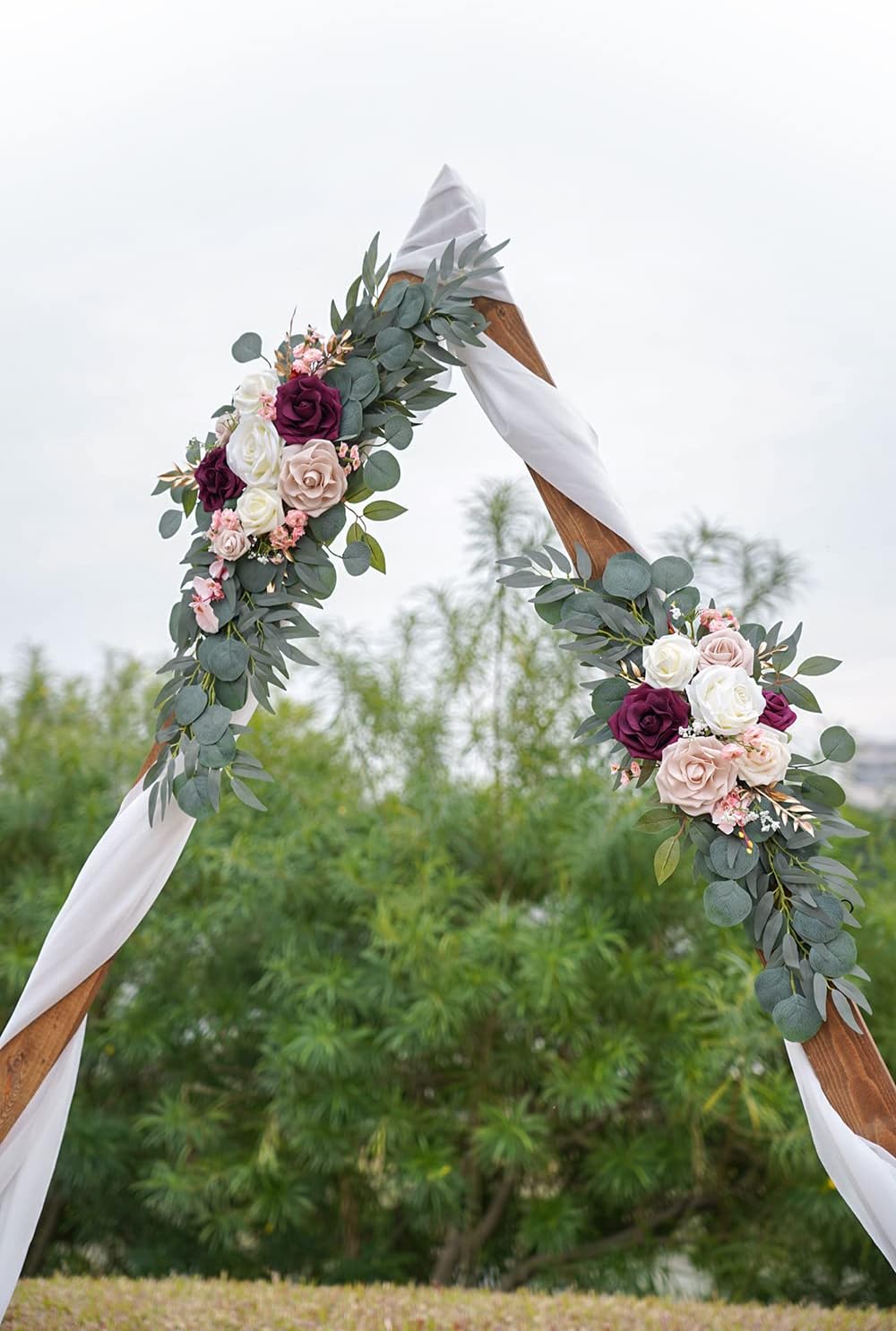 Ponatia Wedding Arch Flowers (Pack of 2), Artificial Burgundy & Nude & Ivory Wedding Flowers for