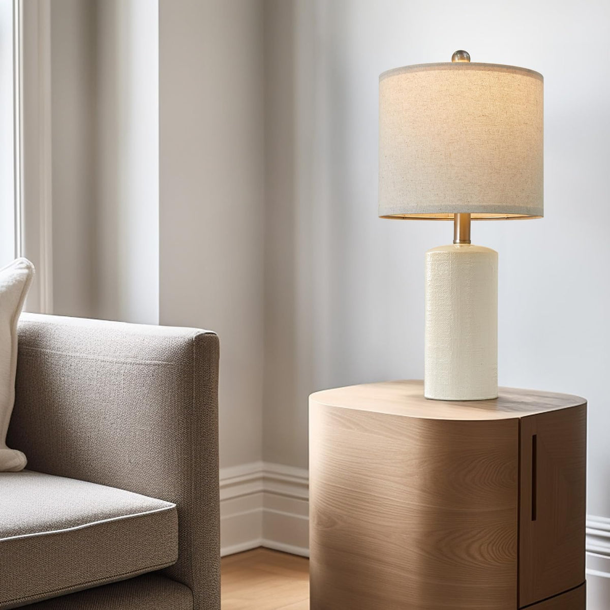 20.25" Small Single Table Lamp for Bedroom Modern Ceramic Nightstand Lamp Farmhouse Bedside Lamp