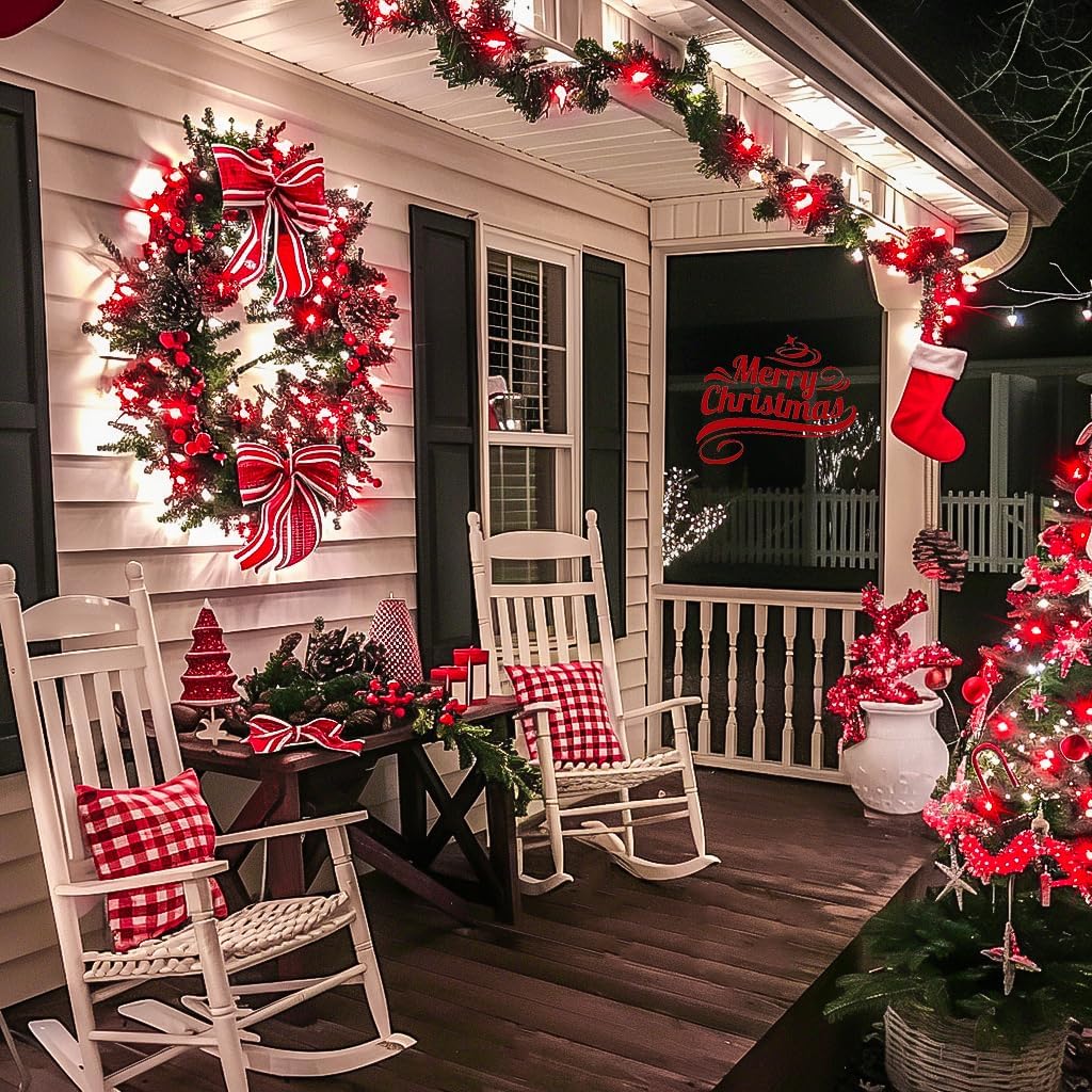 JMEXSUSS Red and White Christmas Tree Lights with Remote, 600 LED String Lights Outdoor Indoor