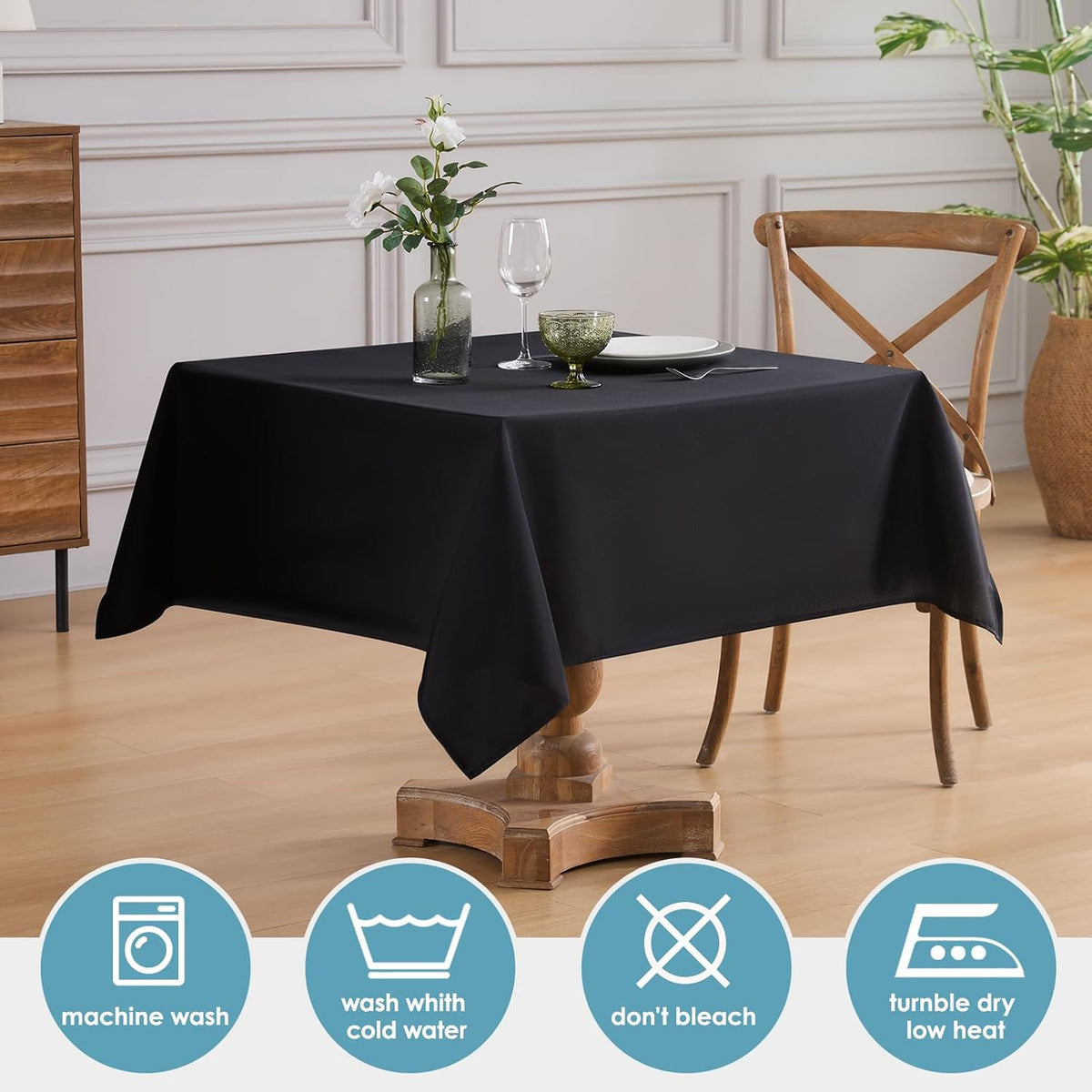 VidaFete Square Tablecloth 52 x 52 Inch Tablecloths Stain Wrinkle Resistant Polyester Dining Table