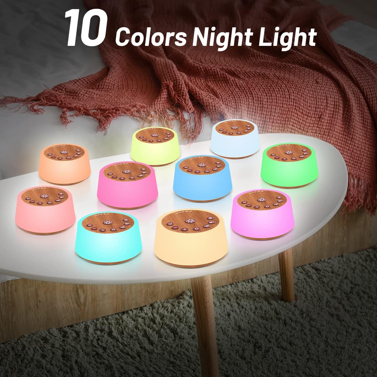 Color Noise Sound Machines with 10 Colors Night Light 25 Soothing Sounds and Sleep White Noise