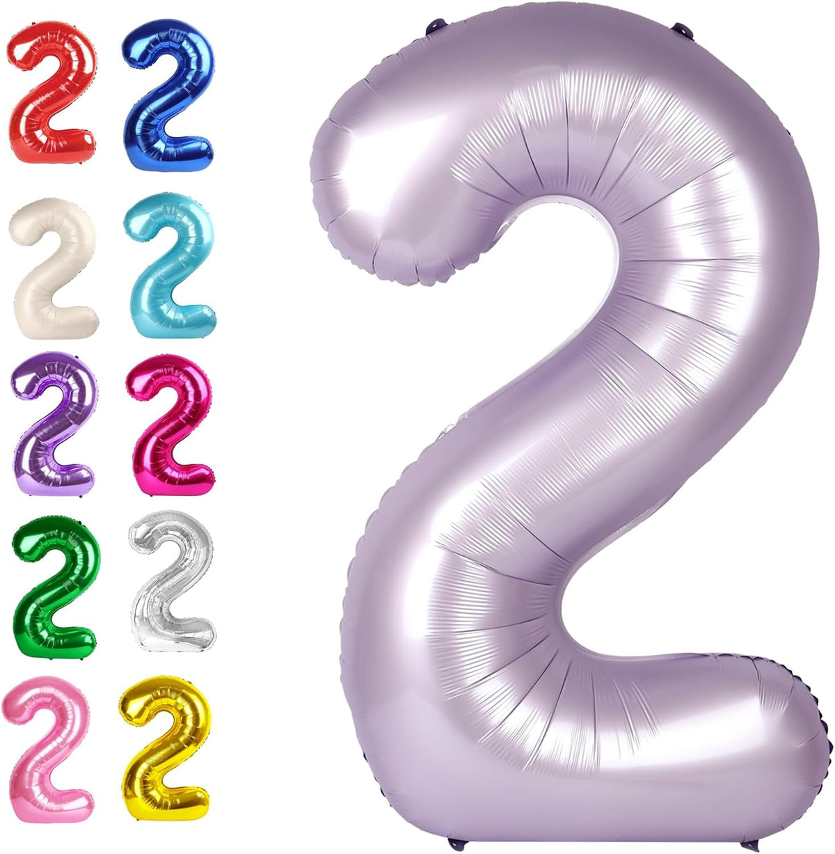 Big 40 Inch Lavender 2 Number Balloon Birthday Decoration, Lilac Number 2 Helium Balloons 12 20 22