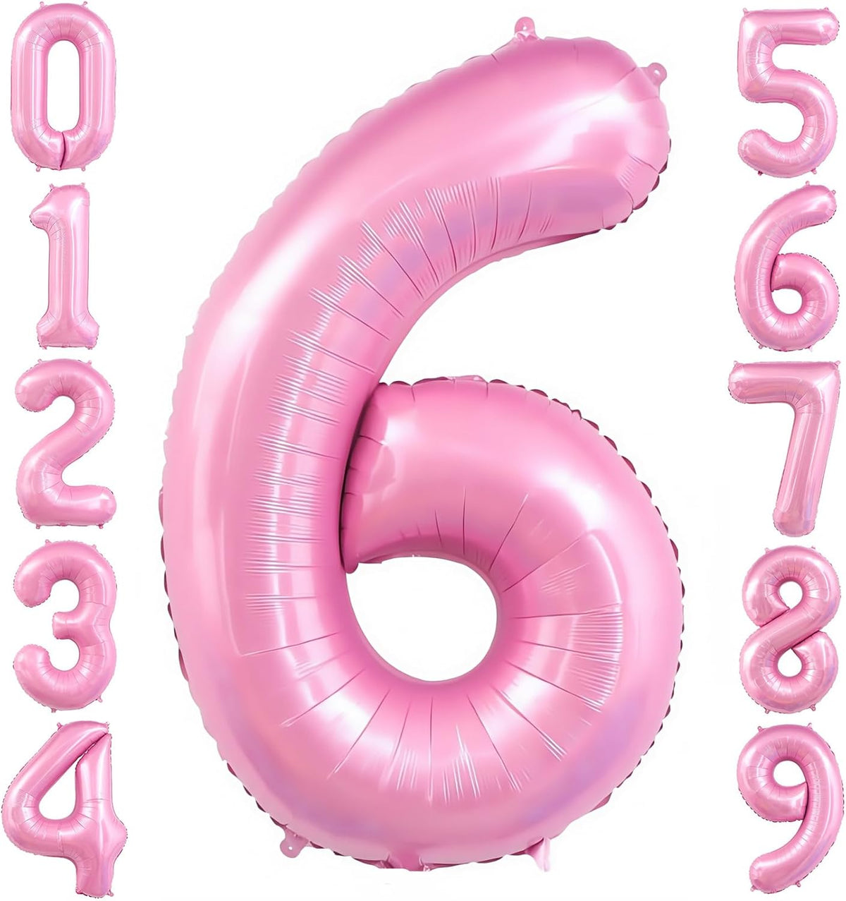 Pastel Pink 6 Balloon, Light Pink 6 Balloons Number,40 Inch Helium Foil Mylar Number 6 Balloon for