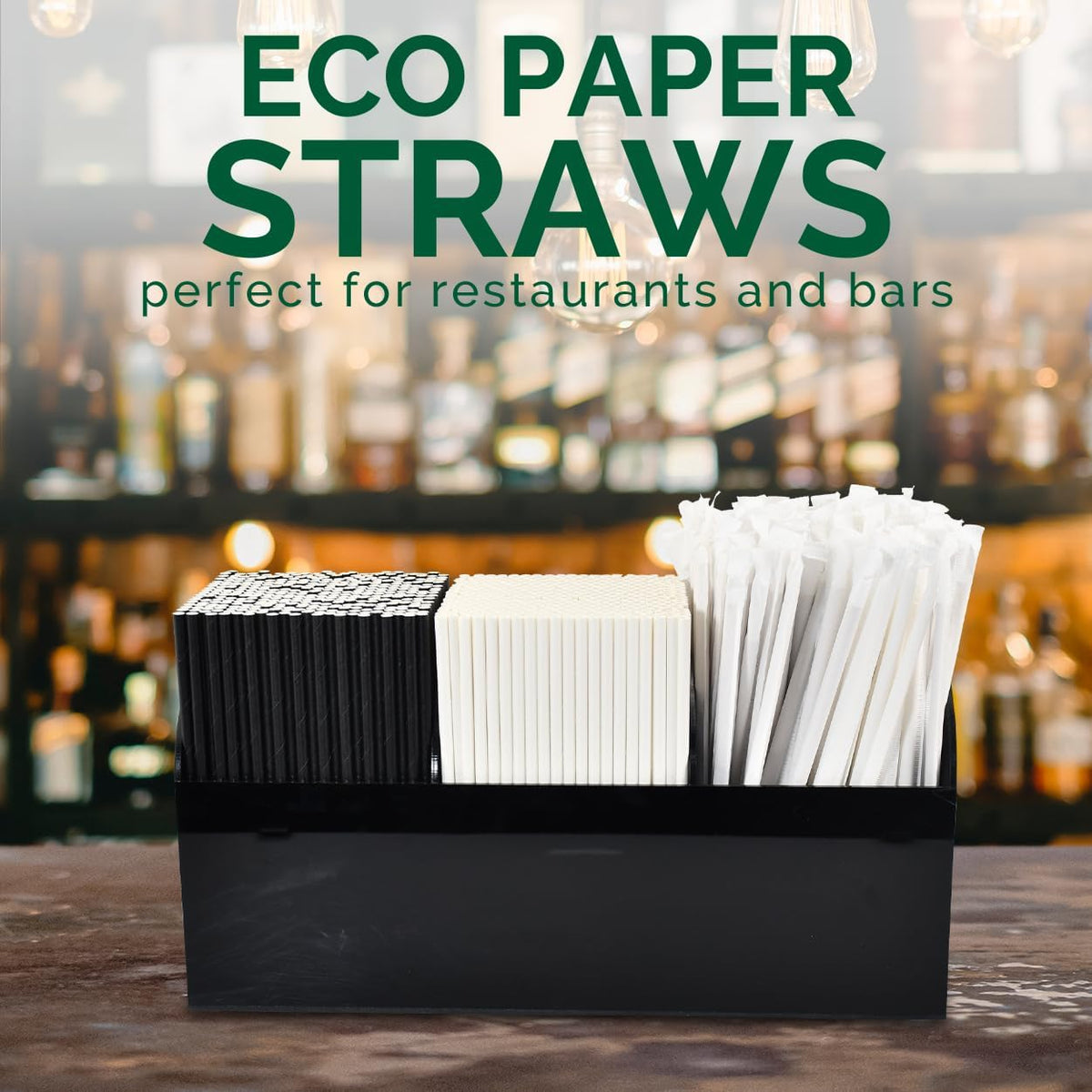 Black Paper Straws 1000 Count - 7.75" x 0.24", 100% Biodegradable & Compostable, Disposable