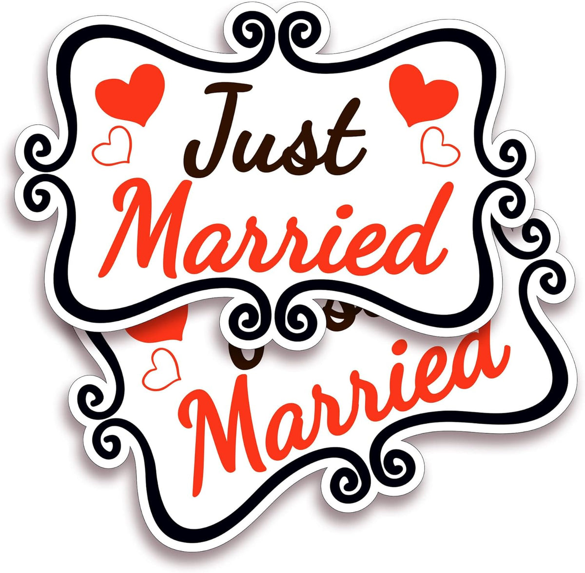 Just Married Car Decorations, 12x8 Magnet Decals for Vehicles, 2 Pack Wedding Car Decor, Removable