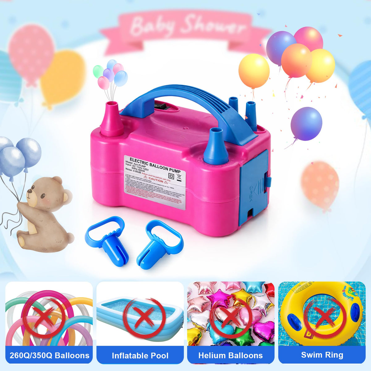 Acclsoop Balloon Pump Electric, Rose Red