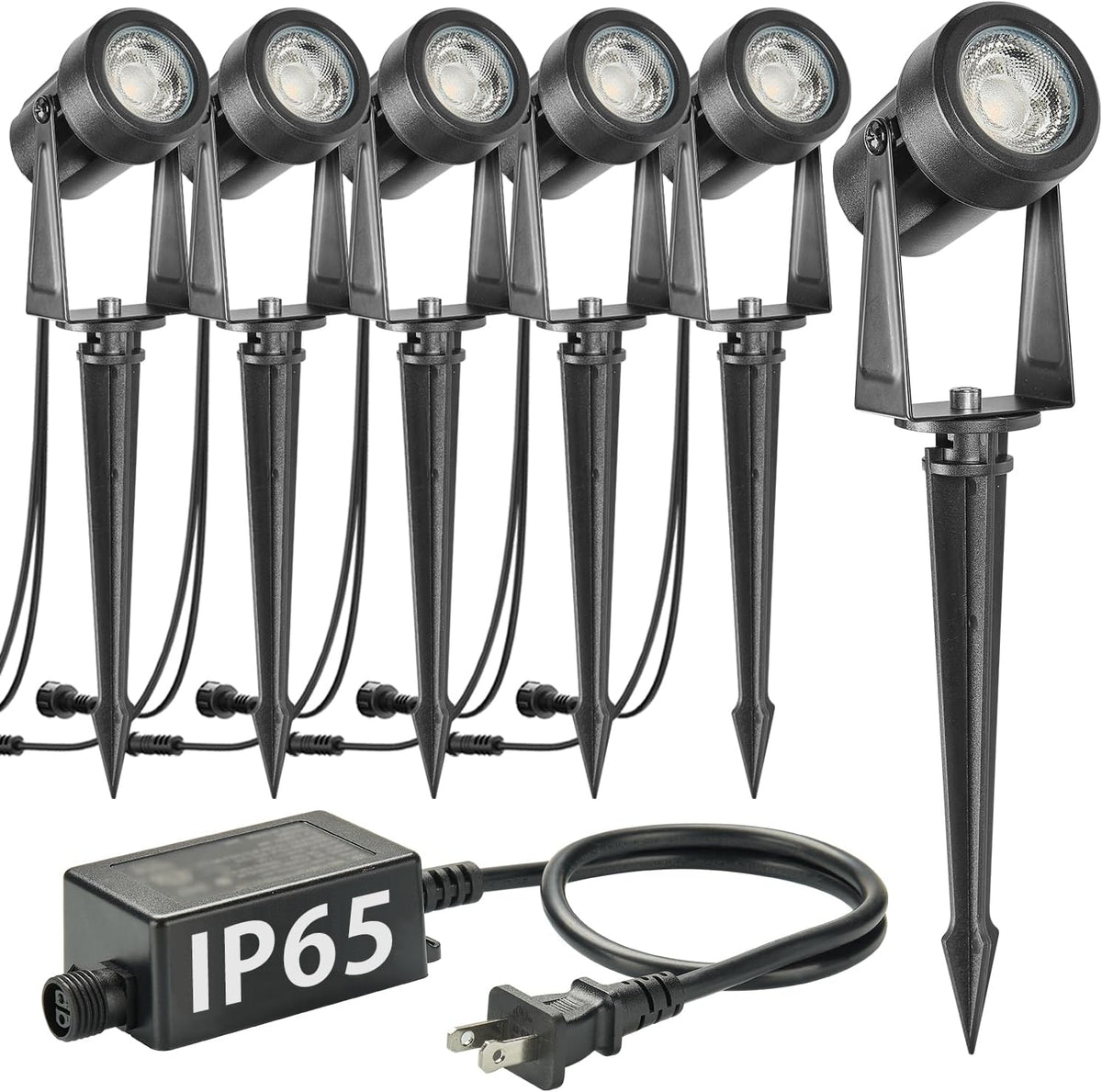SUNTHIN Outdoor Landscape Lighting, 6 Pack Outdoor Spot Lights with Transformer for Yard, Plant