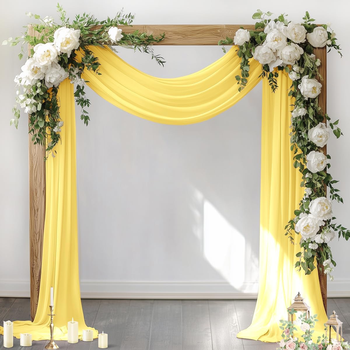 Socomi Wedding Arch Draping Fabric 3 Panels 29" x 19Ft Sheer Chiffon Curtain Drapes 6 Yards for