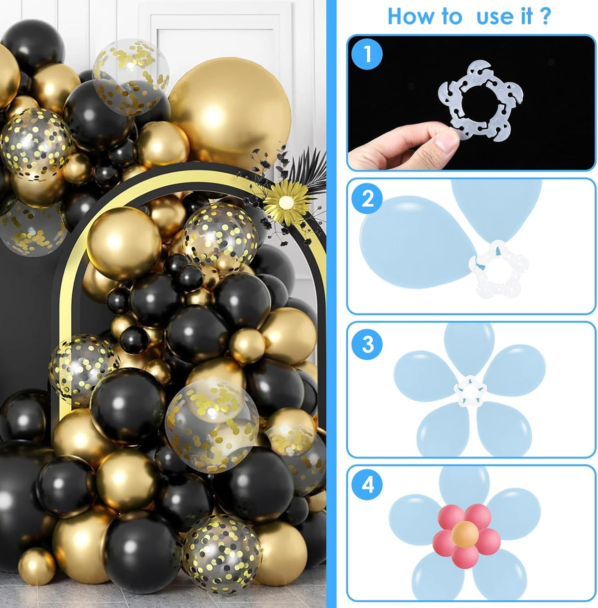 50PCS Balloon Arch Clips, White Balloon Clips Holders Bracket Buckle for Decorating Connector