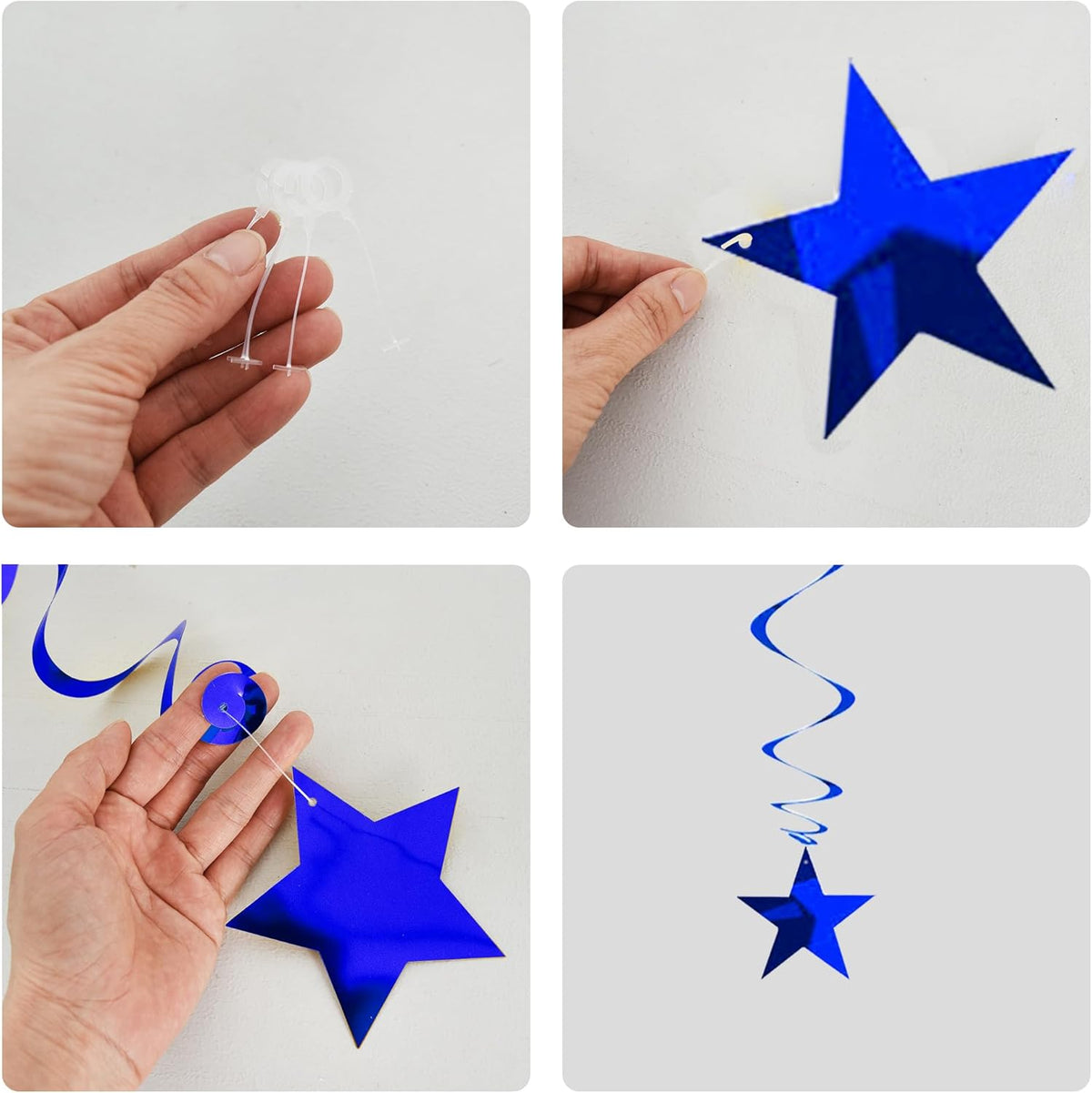 BEISHIDA Blue Silver Stars Hanging Swirls Bachelorette Graduation Hanging Ornament Decorations for