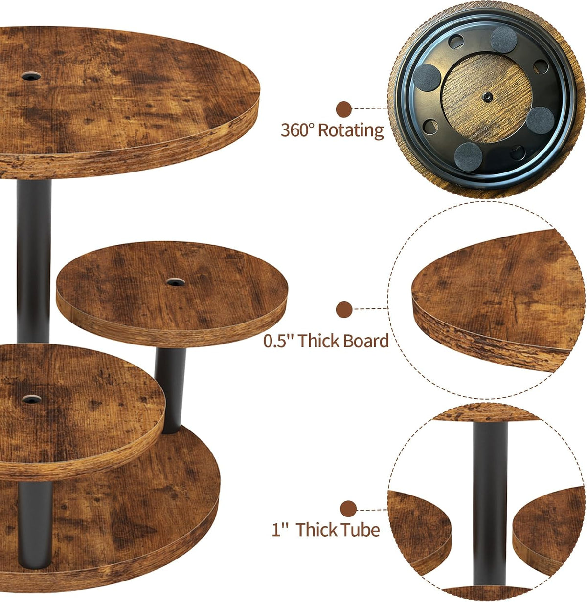 Cupcake Stand, 2 Pack Rotatable Cupcake Stand for 50 Cupcakes, Wood Cake Stand Cupcake Tower