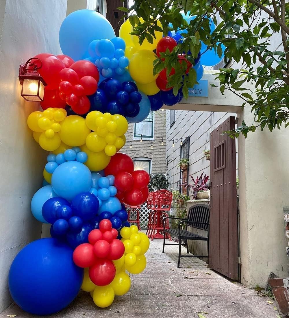 Red Yellow Blue Balloons, 50 Pcs Carnival Circus Party Balloons, 12 Inch Royal Light Blue mattee