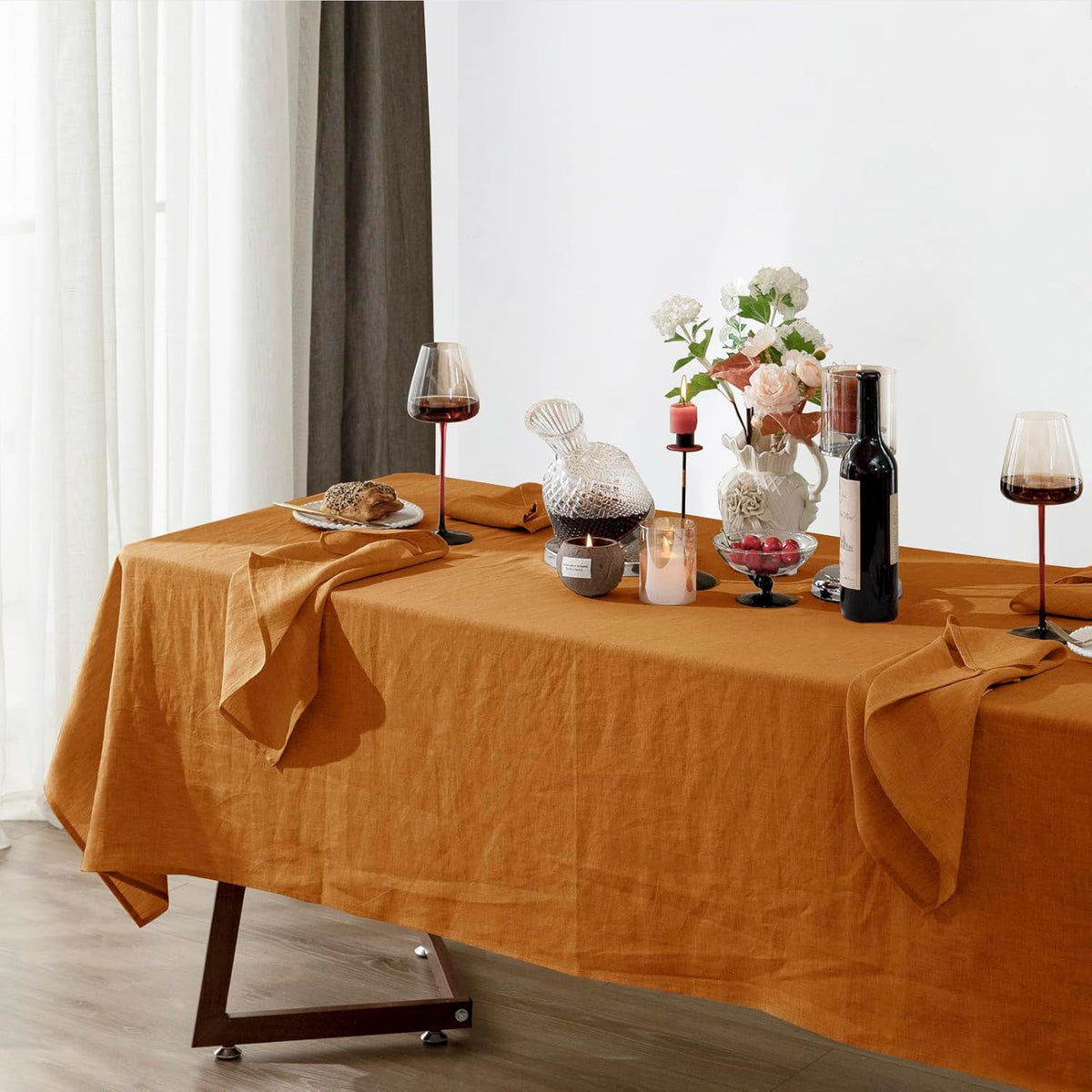 Talasily Linen Tablecloth 100% Pure Linen Table Cloth 60x108 Inches Rectangle Tablecloths Washable