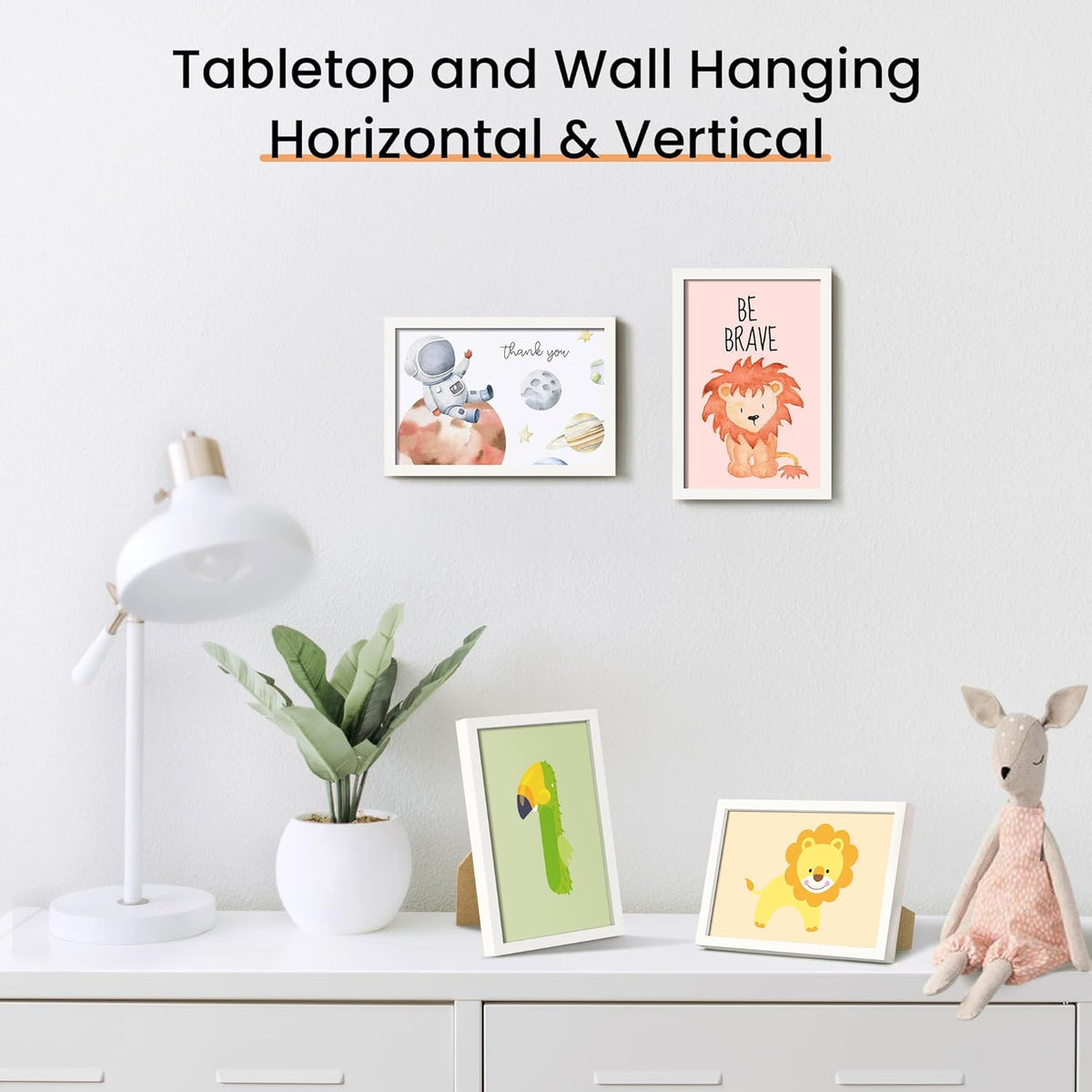 upsimples 4x6 Picture Frame Set of 3, Made of High Definition Glass for 4 x 6, Wall and Tabletop
