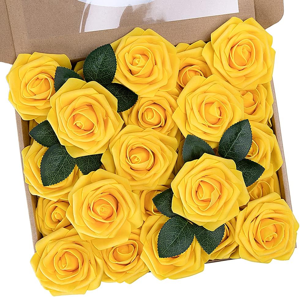N&T NIETING Artificial Flowers, 25Pcs Fake Flowers Fall Roses Perfect for DIY Wedding Bouquets