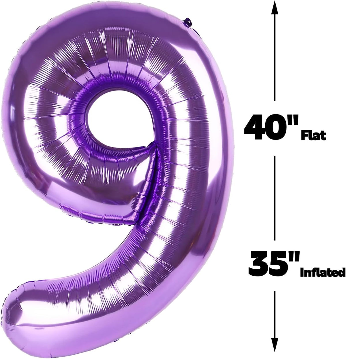 40 Inch Big Purple 9 Balloon Number, Jumbo Giant Happy 9th 19 29 39 49 99 Birthday Party