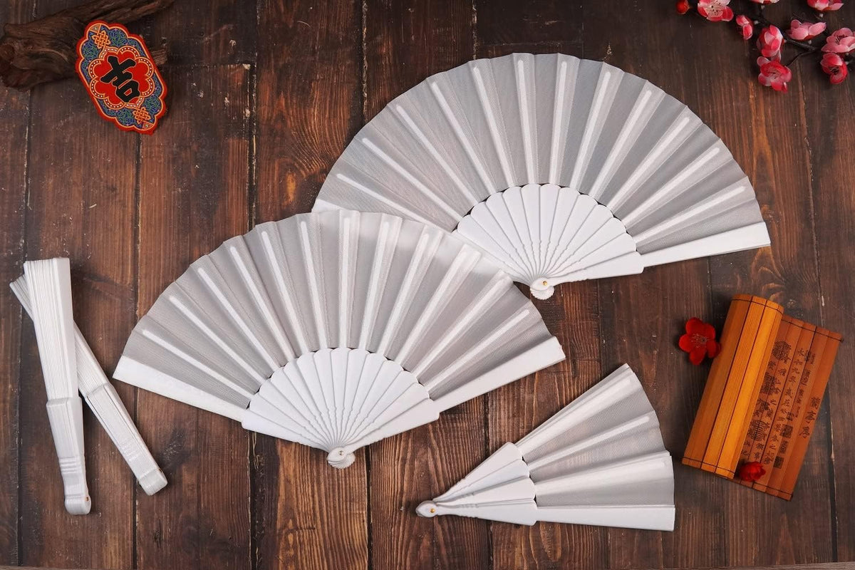 HUNANBANG Product Image 4 Pieces Folding Hand Fans Church Wedding Gift, Party Favors, DIY