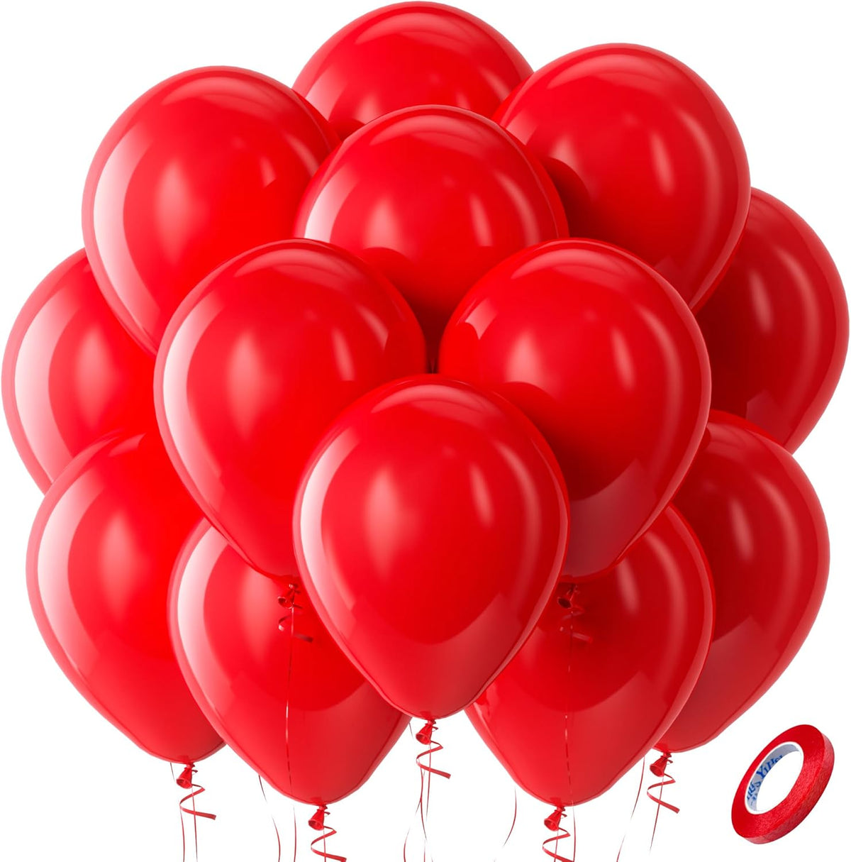 Bezente Red Balloons Latex Party Balloons - 100 Pack 12 inch Round Helium Red Balloons for Wedding