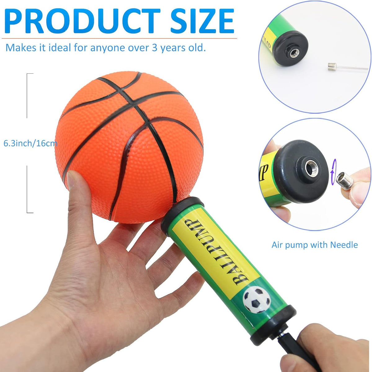 40Pcs Mini Basketball Set, 6" Inch Small Basketballs with Pump for Over The Door Hoop Games, PVC