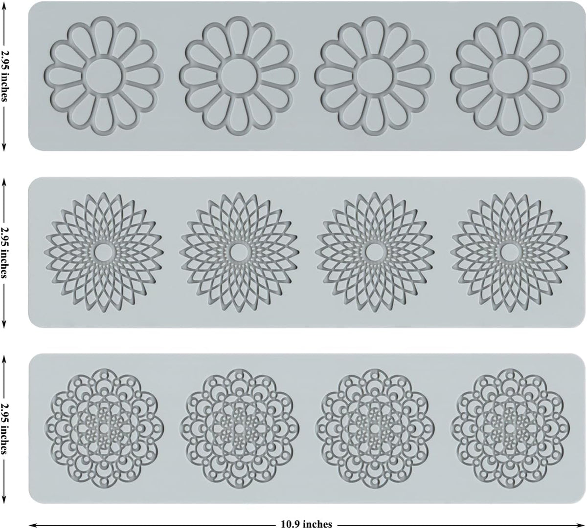 Embossing Lace Fondant Molds, Multi Circle Flowers Lace Mat Wedding Cake Decoration Tool, Rattan
