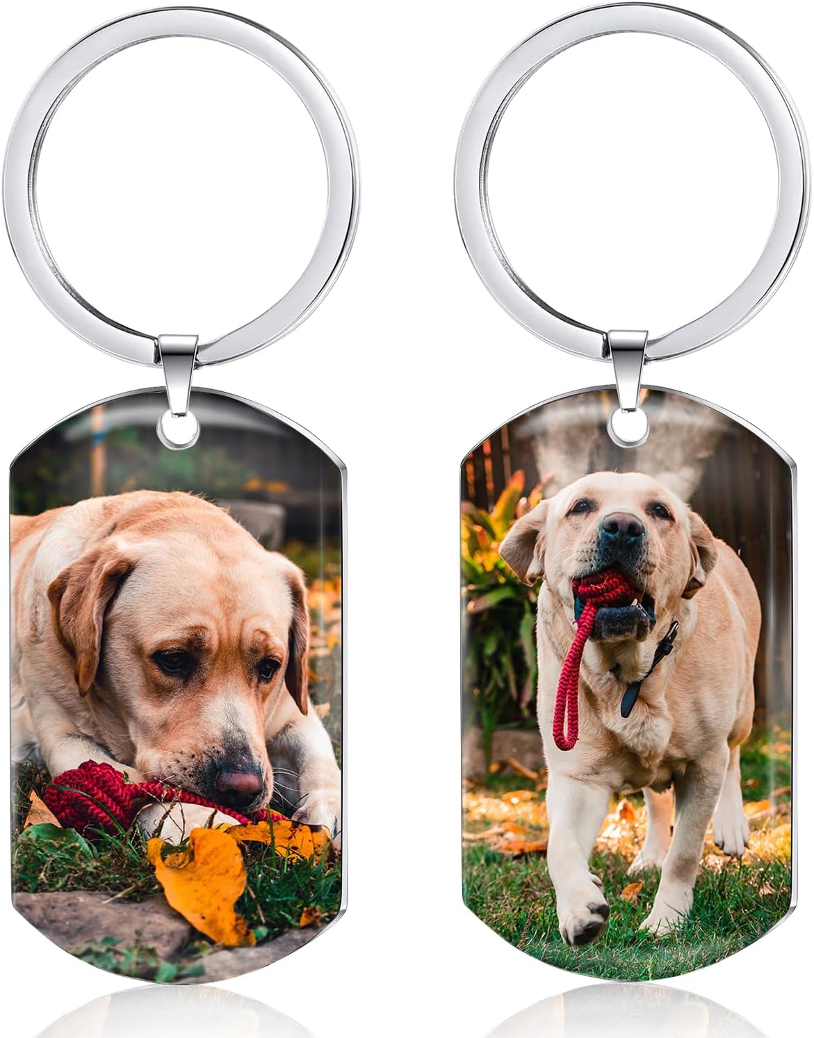 Funnylife Personalized Dog Memorial Photo Keychain Stainless Steel Custom Pet Memory Keychain Loss