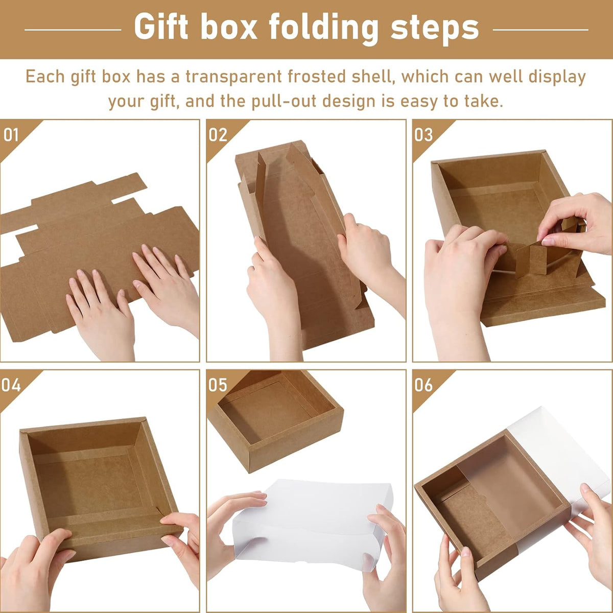 Roowest 50 Sets Kraft Soap Boxes Rectangle Packaging Box with Window Homemade Gift Box with Blank