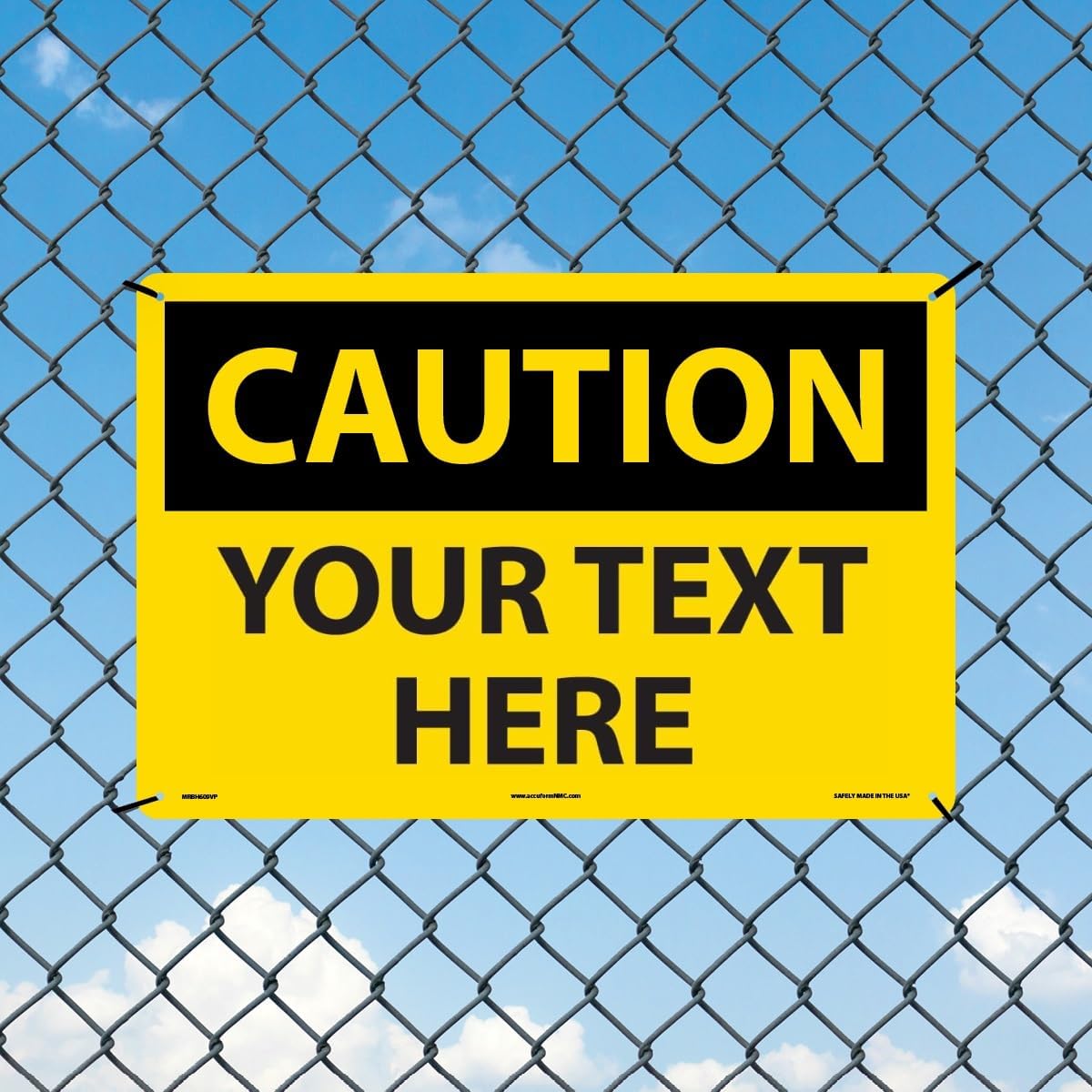 Custom OSHA Style Caution Sign 12" x 18" Plastic Sign, Customizable "Your Text Here", by