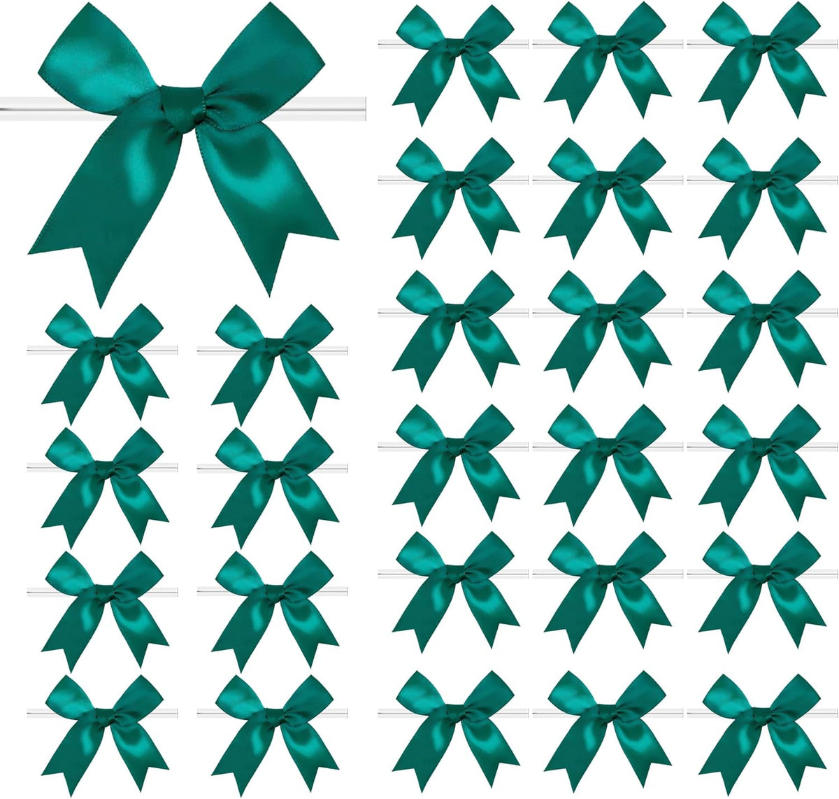 50 PCS Twist Tie Bows Satin Ribbon Bows 3.3 Inch Gift Wrap Bows Craft Bows for Gift Wrapping, Party