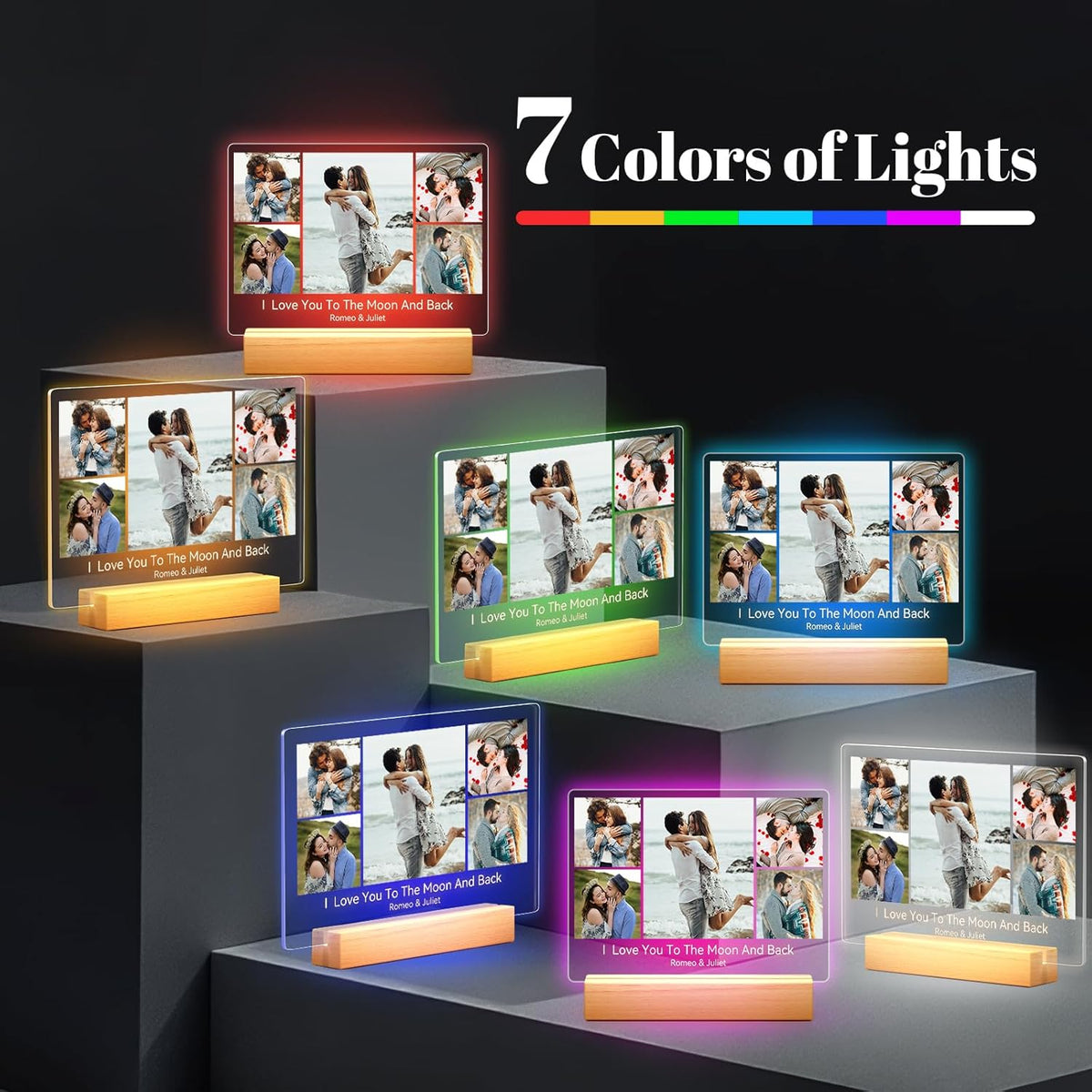 Custom Picture Frames with Photo, Personalized Photo Frame with Night Light, Customized Picture