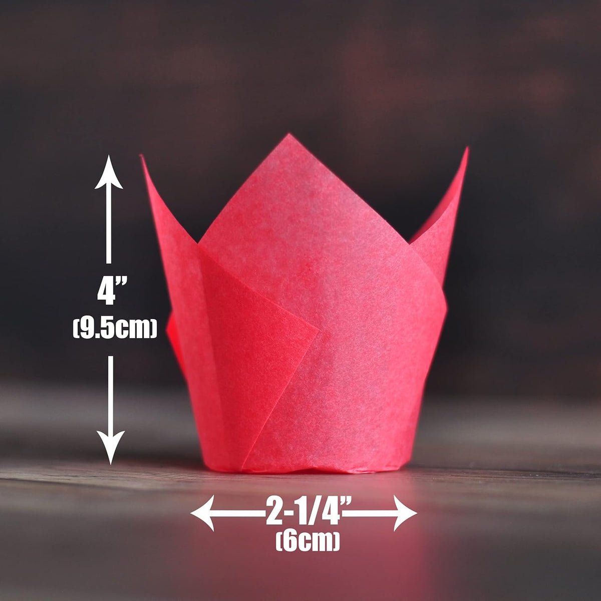 Red colour Large size Tulip Baking Cups 2-1/4"(Base diameter) x 4"(Wall height) Greaseproof paper