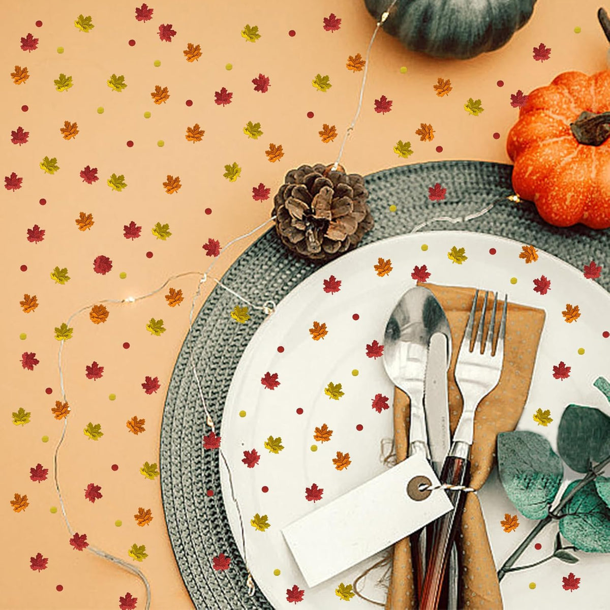 1500 Pcs Autumn Fall Table Confetti, Maple Leaf Decor Harvest Thanksgiving Table Scatters Glitter