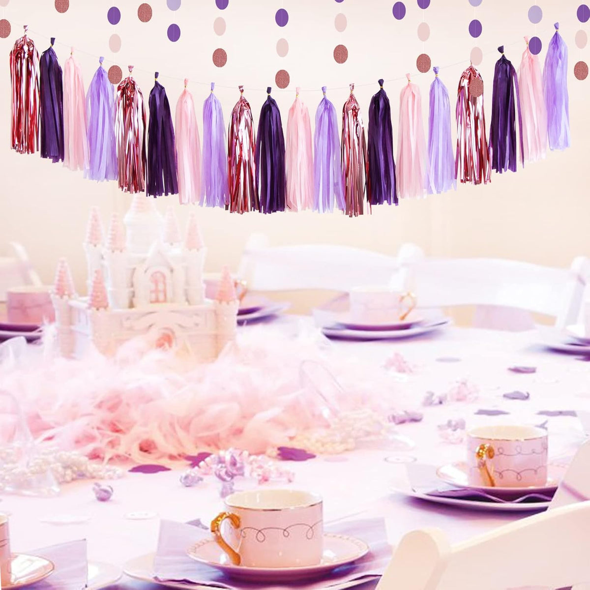 Rose-Gold Pink Purple Party Decorations - 30pcs Tissue Pom Poms Streamers,Baby Shower Decorations